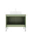Meuble-lavabo de salle de bain de 30 po en couleur, lavabo en céramique blanche, comptoir, armoire à 2 portes, conception romantique française, système de fermeture en douceur autoportant avec ton, style,-130612115