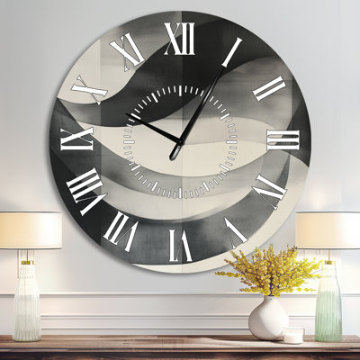 Horloge murale moderne en métal, courbes minimalistes noires géométriques