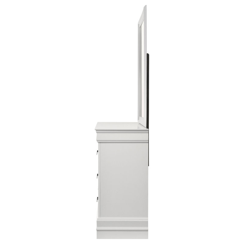 Commode 6 tiroirs et miroir Doytcho, Blanc