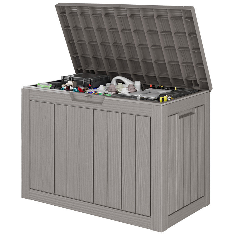 Boîte de rangement en résine imperméable - Rangement extérieur résistant aux rayons UV avec couvercle verrouillable, Gris