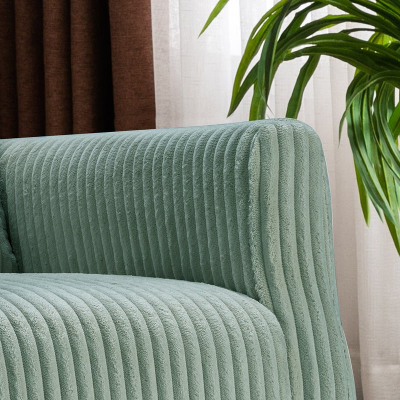 Fauteuil d'appoint pivotant en velours côtelé de luxe moderne de 26,77 po de large Hulbard, Vert