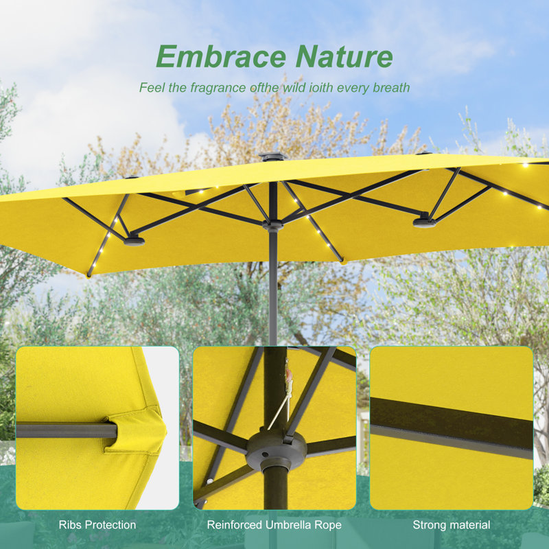 Parasol d'extérieur à DEL 11x7Ft, Jaune