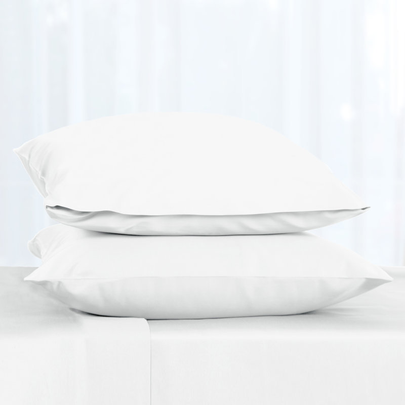 Ensemble de taies d'oreiller 100% satin de coton, Blanc, King Pillowcase