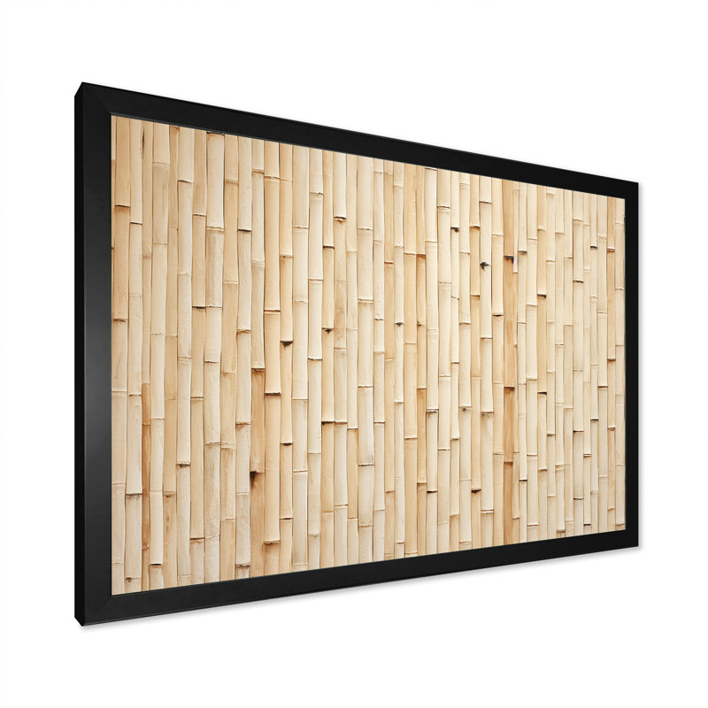Minimalisme beige bambou sérénité - art mural en bambou, H 30 po x l 40 po x P 1,5 po, Cadre photo noir