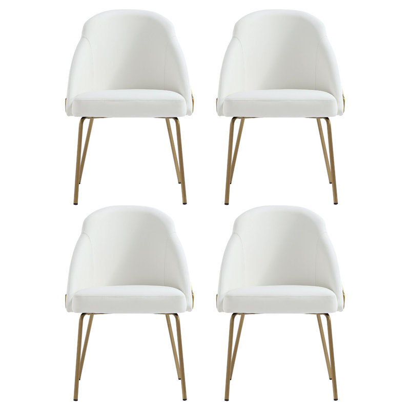 Fakenham Leatherette Dining Chair with Steel Legs, White, Gold, 4