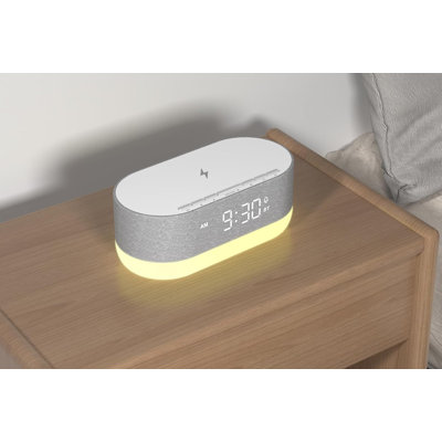 3 In 1 Sound Machine Alarm Clock& Wireless Charger Soothing White Noise Bluetooth Music Relaxation & Customized Sleep-Wake Routine
