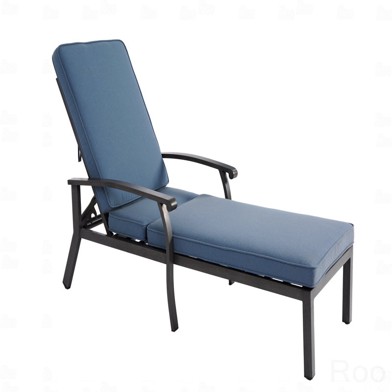 Outdoor Patio Lounge Chair, Aluminum Cast, Blue