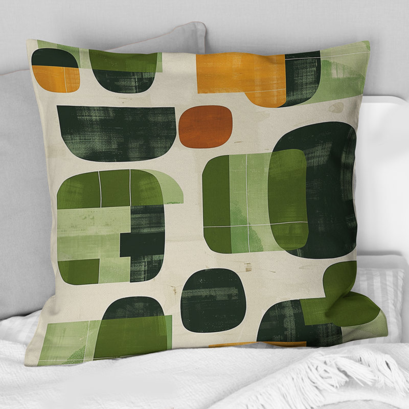 Coussin Green Green Midcentury Shapes II - Midcentury, H 18 po x l 18 po