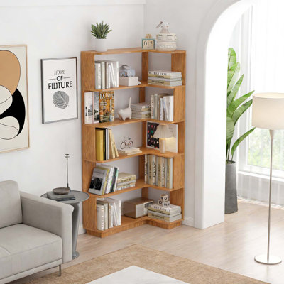 Freestanding Corner Bookshelf,Ideal for Space-Saving Storage and Display in Living Rooms,Bedrooms,and Home Offices