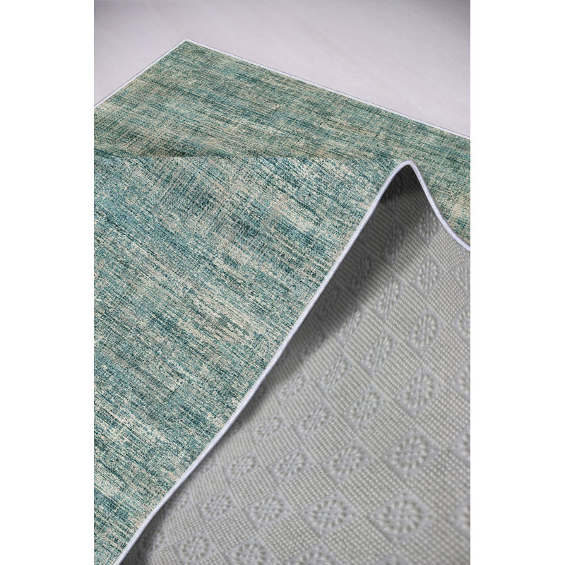 Antibacterial Hall Carpet, 100% Polyester, 39.4 x 59.1 inches | Eco-Friendly, Non-Slip PVC Dot Underside, 650 g/m², 0.2-inch Pile Height | Machine Washable, Digital Printed Blue Design for Modern Home Décor