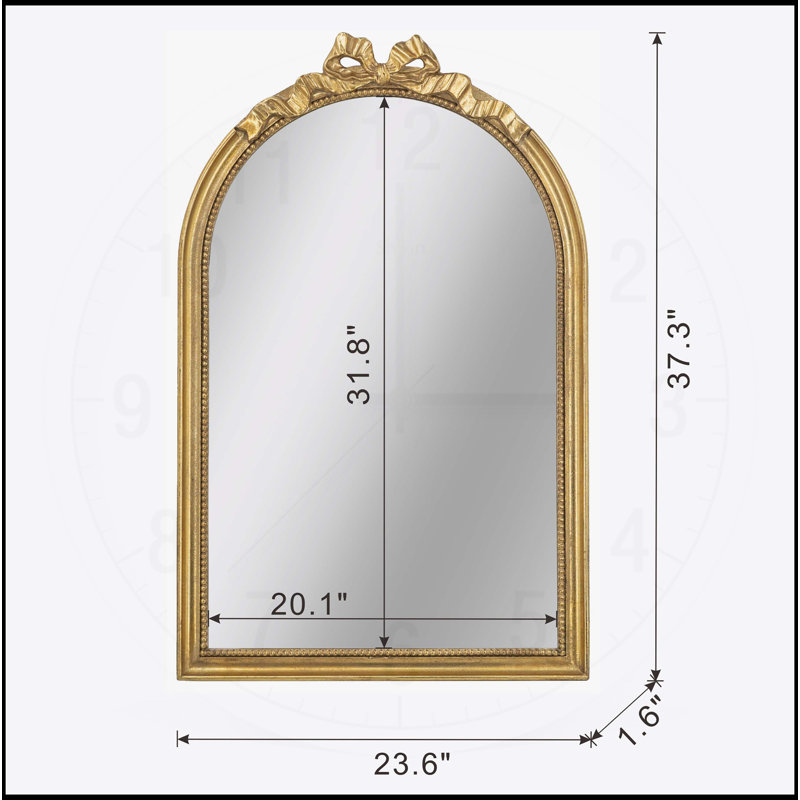 23.6" x 37.3" Baroque Style Gold Arch Mirror