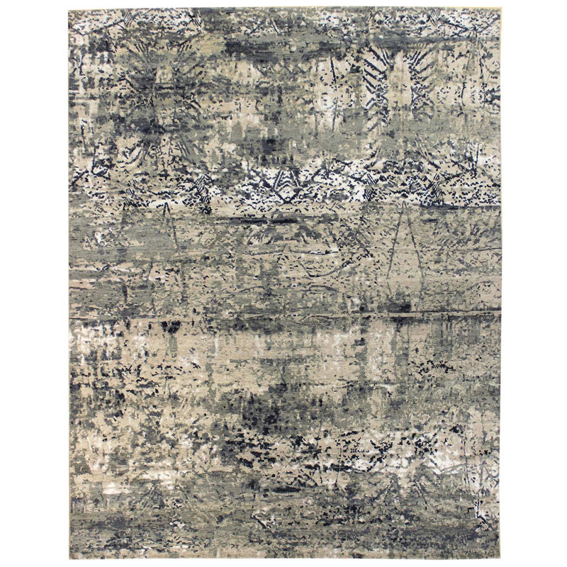 Manu Abstract Area Rug in Gray, Rectangle 8'9" x 12'