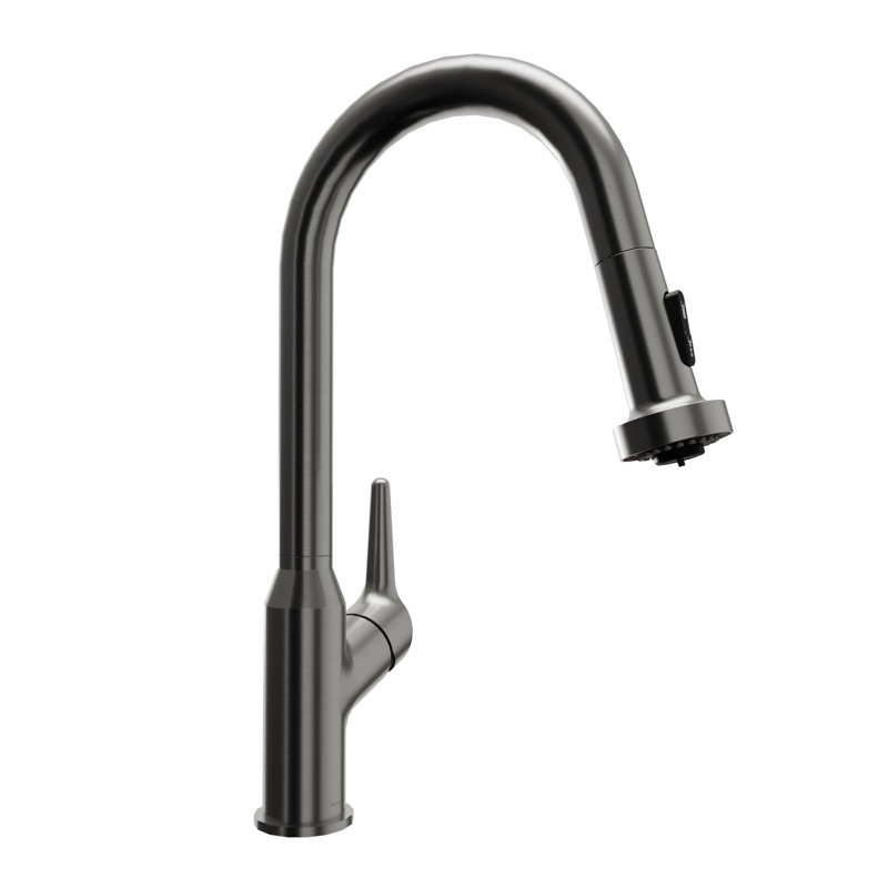 Karran Scottsdale Single Handle Pull-Down Sprayer Kitchen Faucet in Spot-Free Gunmetal Grey, Satin Black