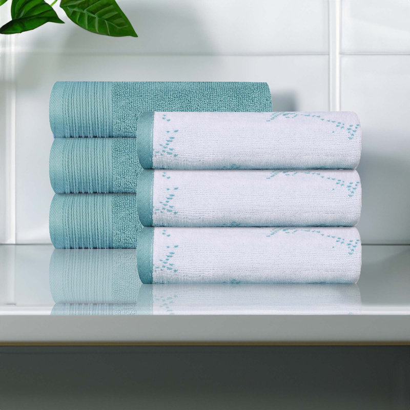 Essuie-mains en marbre massif 100% coton 500 g / m² à séchage rapide Kreager 500 g / m², Sarcelle, Essuie-mains - paquet de 6