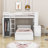 Asgun Wood Bunk Bed with Shelves,Desk and Drawer-872013288-822469663
