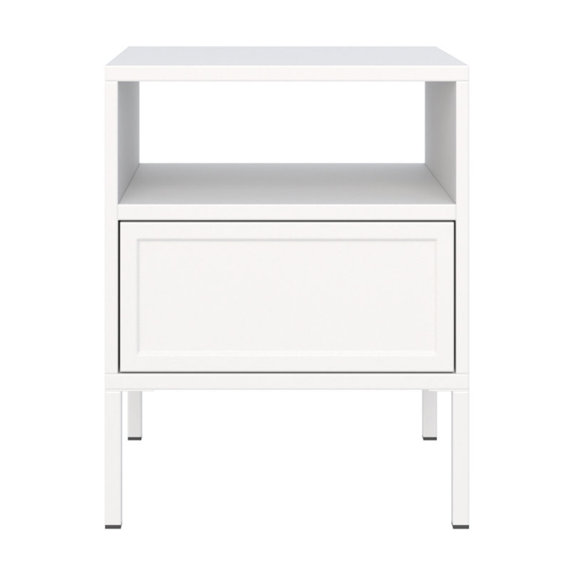 45 cm W Solid Wood Bedside Table, White