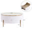 Table d'appoint ronde moderne avec tiroirs, finition en marbre élégant, meuble-lavabo contemporain à 2 pattes dorées, magnifique motif, pieds décoratifs, vaste espace de rangement-1769995735