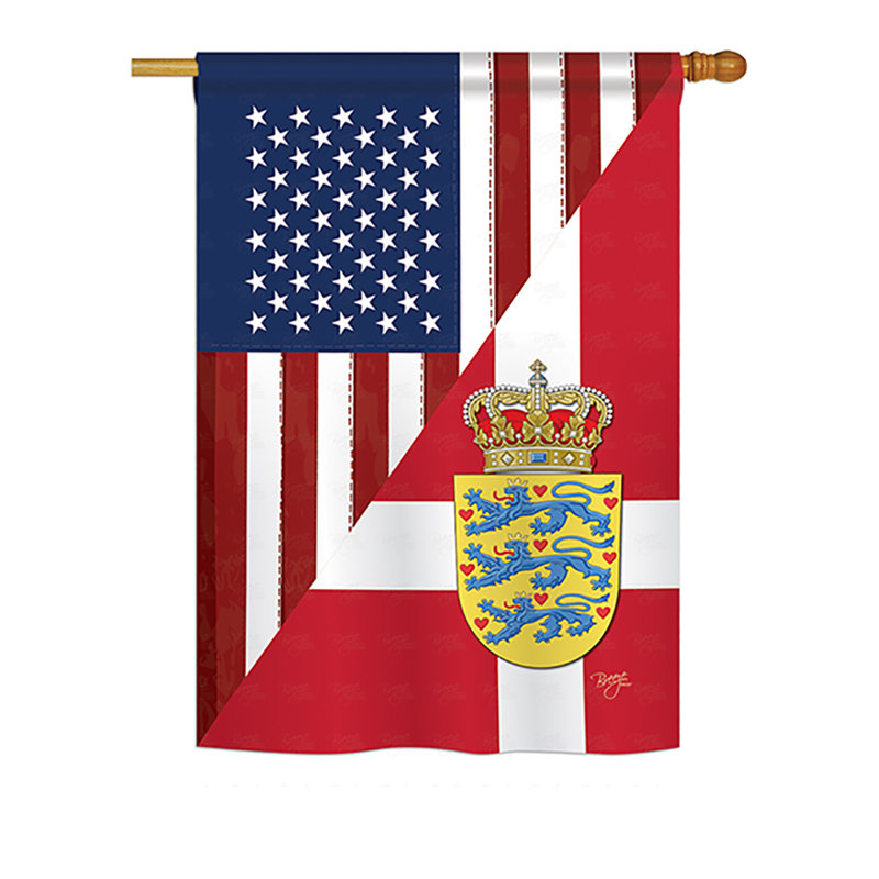 Drapeau de jardin américain et danois en polyester 18 po x 13 po, H 40 po x l 28 po