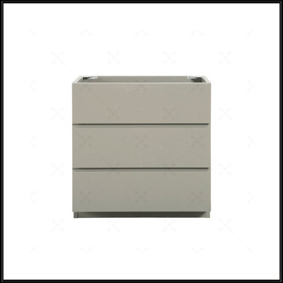 Alice-30F-102 Pre-Assembled Floor Cabinet With Three Drawers, Grey, Maximized Storage, Silent Operation
