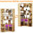 Corner ShelfCorner Shelf with Storage Cabinet,7-Tier Corner Bookshelf,Farmhouse L Shaped Shelves Etagere Bookcase, Large L Shaped Bookshelf with Vine Woven Open Storage Cabinet for Home Office