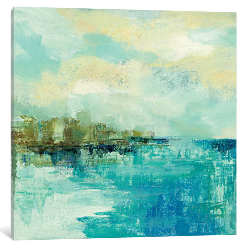 «Cliff Side Town», reproduction d'art sur toile, H 48 po x l 48 po x P 1,5 po, Toile tendue, Pas de tapis