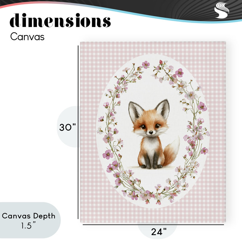 Renard avec toile de cerisier en fleurs, design par Christine Simpson Art, H 30 po x l 24 po