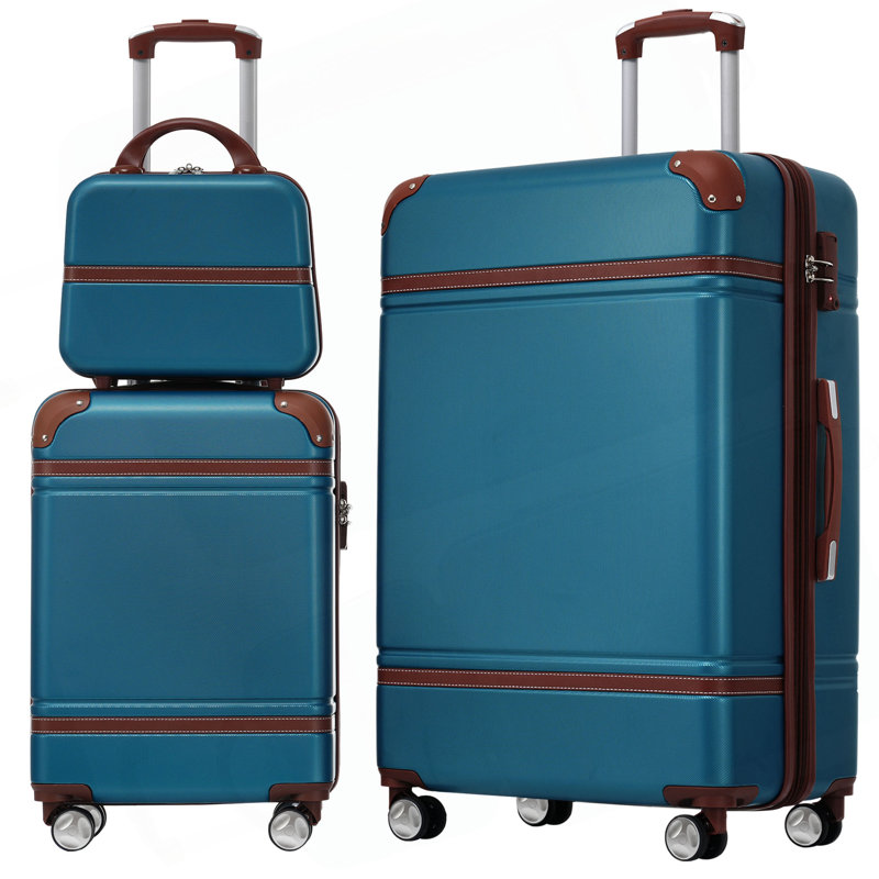 Ensemble de 3 valises à roulettes Hardshell avec valise TSA, Bleu