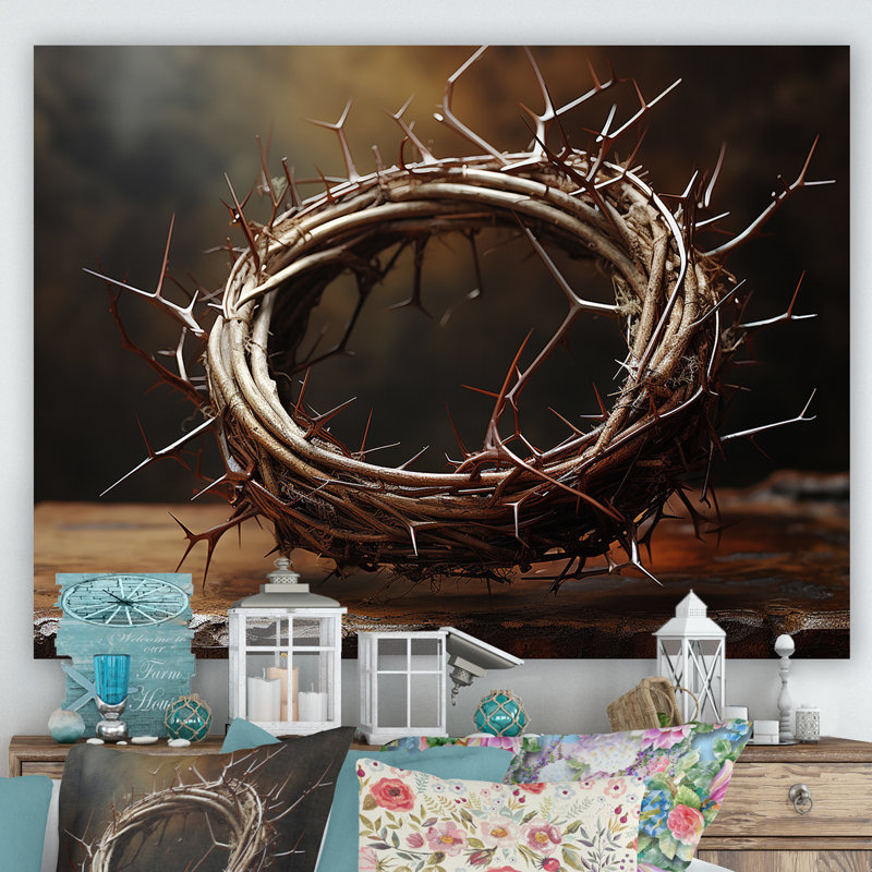 Couronne d'épines, reproduction sur toile, Toile tendue, H 34 po x l 44 po x P 1,5 po