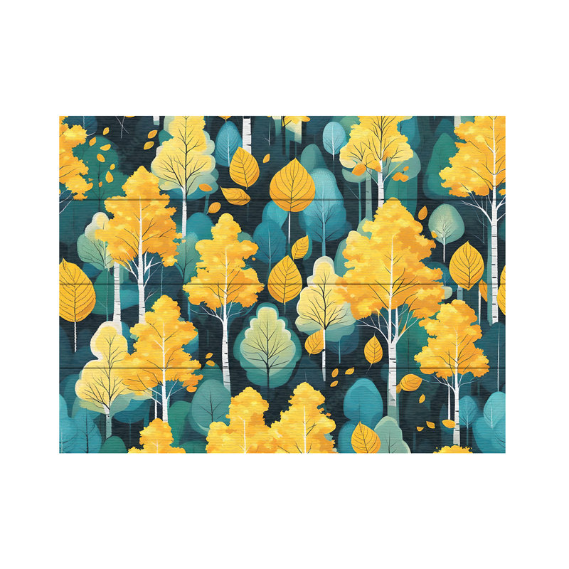 Tina Lavoie Fall Forest Pattern Wood Slat Art, H 12 po x l 16 po