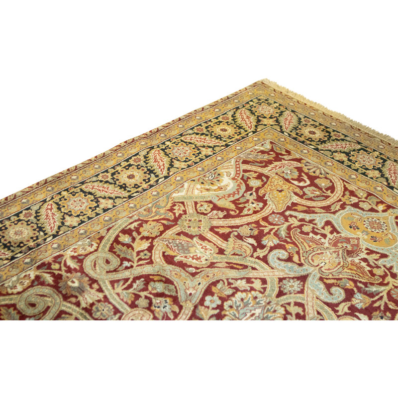 Hand Knotted Wool Oriental Area Rug in Red And Black