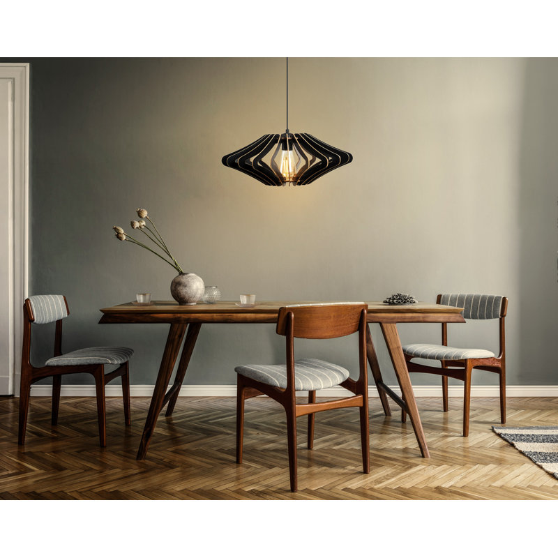 Élégant lustre noir scandinave, hauteur réglable 21,7 pouces | Structure en panneau de fibres à densité moyenne, épaisseur: 0,1 pouce | Douille E27, 40 W maximum | Conception élégante de couleur unie pour la décoration intérieure moderne et l'éclairage ambiant