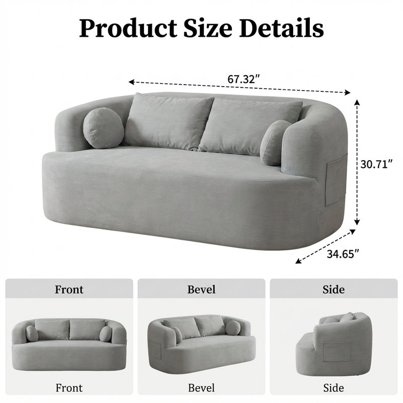 Canapé compact à deux places avec rembourrage Cloud Comfort et revêtement en chenille de qualité supérieure