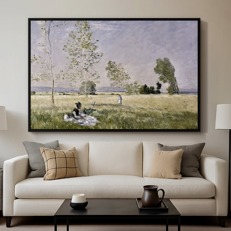 Été (l'été), 1874 - Claude Monet, toile tendue avec châssis, 26 x 40, Noir