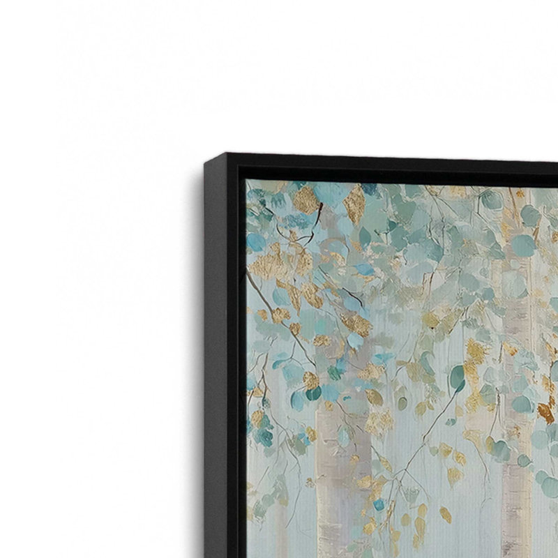 Ensemble de 2 impressions Golden Birch Serenity, 12 po x 18 po, Cadre flottant noir satiné