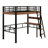 Metal  Loft Bed With Built-In Desk, Storage Shelf And Ladder, Space-Saving Design-1892645323