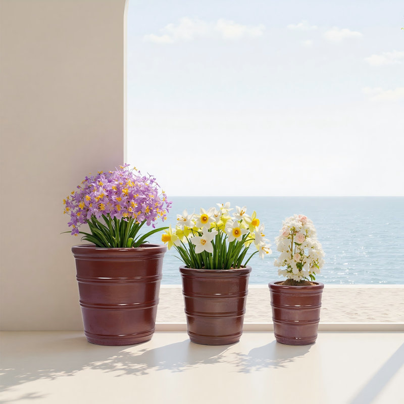 Ensemble de 3 pots de fleurs décoratifs pour l'extérieur 16 po