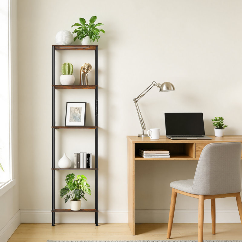 5-Tier Ironck Bookshelf with LED Lights, Touch & Remote Control, Brown