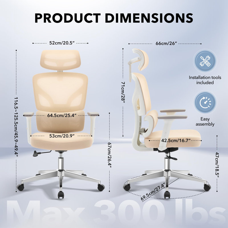 Office Chair, Silver, Beige