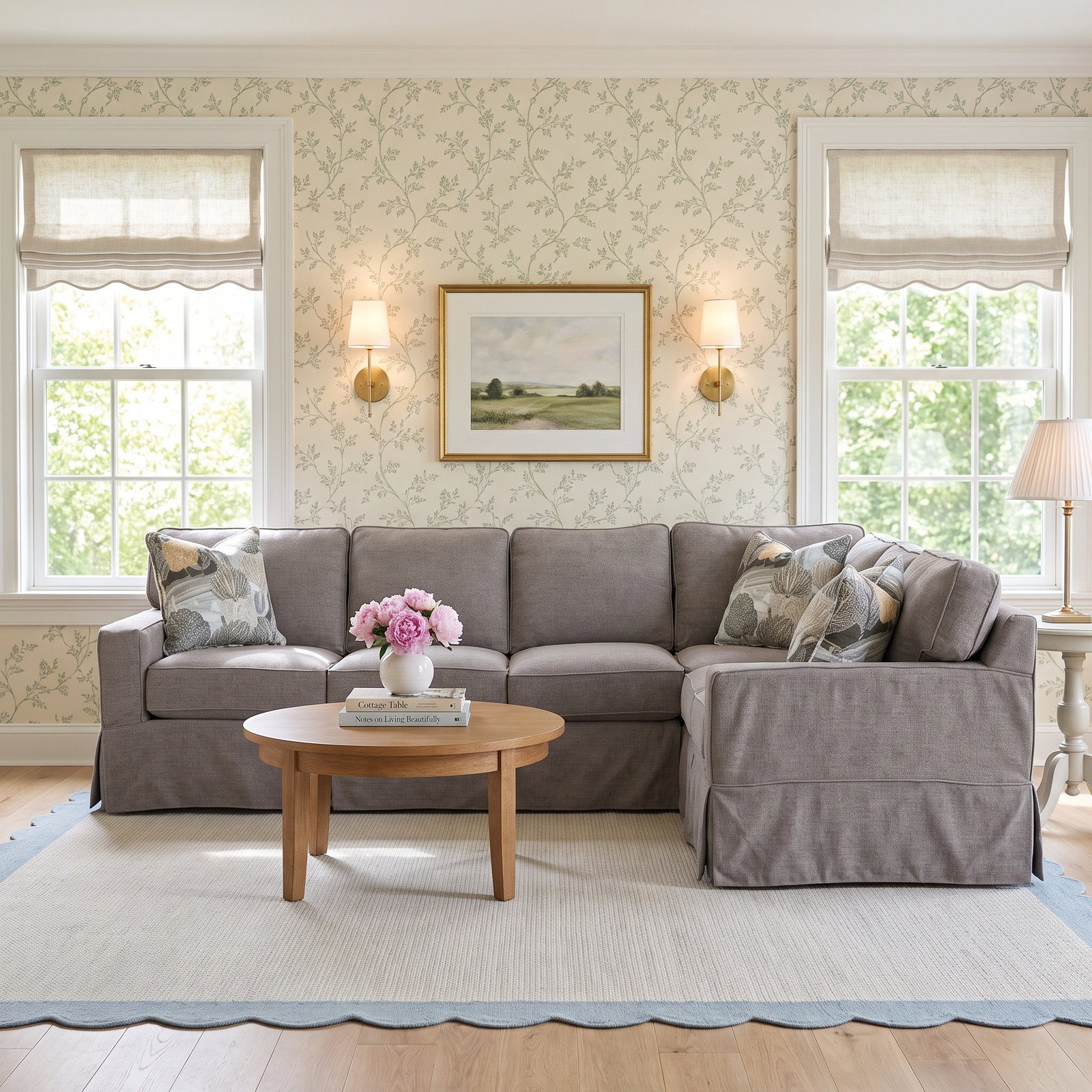 Ellora Upholstered L-Sectional, Eggshell Crypton Performance; 0884-93, Left Hand Facing