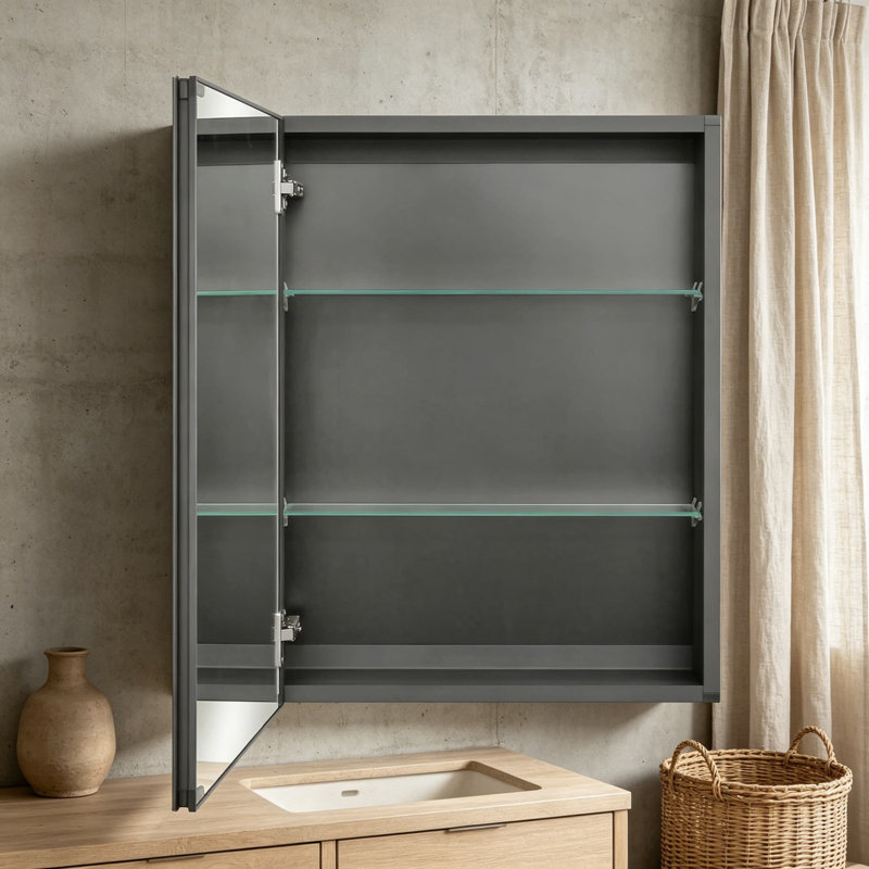 Armoire à pharmacie avec miroir biseauté et tablettes réglables de taille miroir de 20 po x 26 po, encastrée ou à fixation en surface
