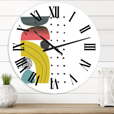 Colourful Geometric Abstract Art Collage I - Modern Wall Clock