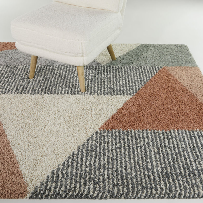 Tapis rose / gris / brun Satterlee, Rectangle 6 pi 7 po x 9 pi