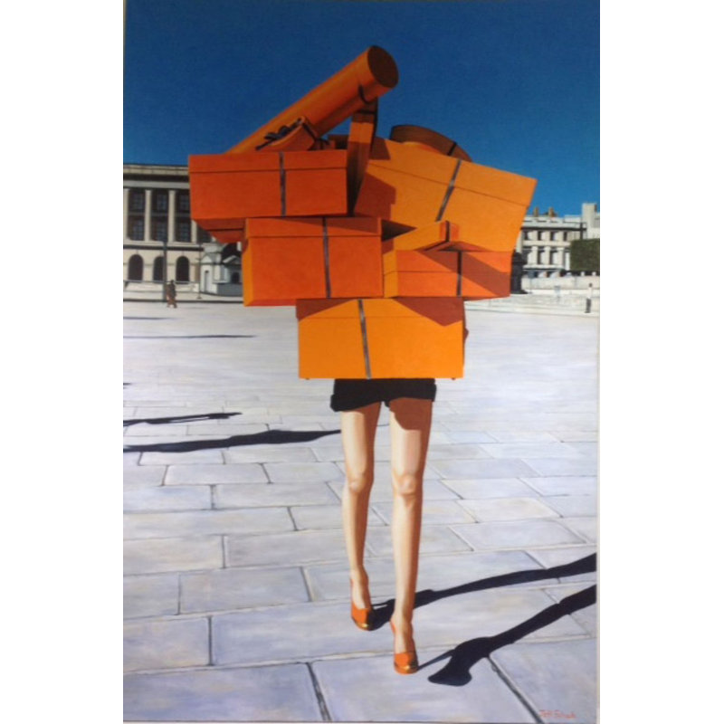 Hermes II Print by Jeff Schaub, Orange/Blue/White