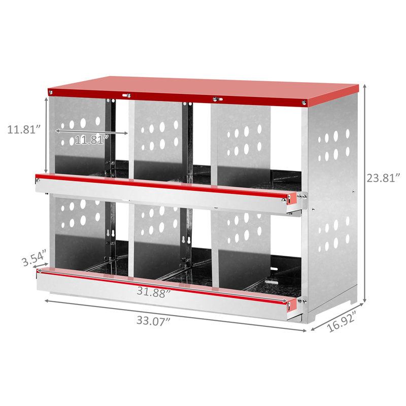 Boîte de nidification pour poulailler, boîte de ponte pour poules - idéal pour l'élevage de volailles, fabrication durable en fer et en plastique, fond ventilé en angle, compartiments spacieux, assemblage facile