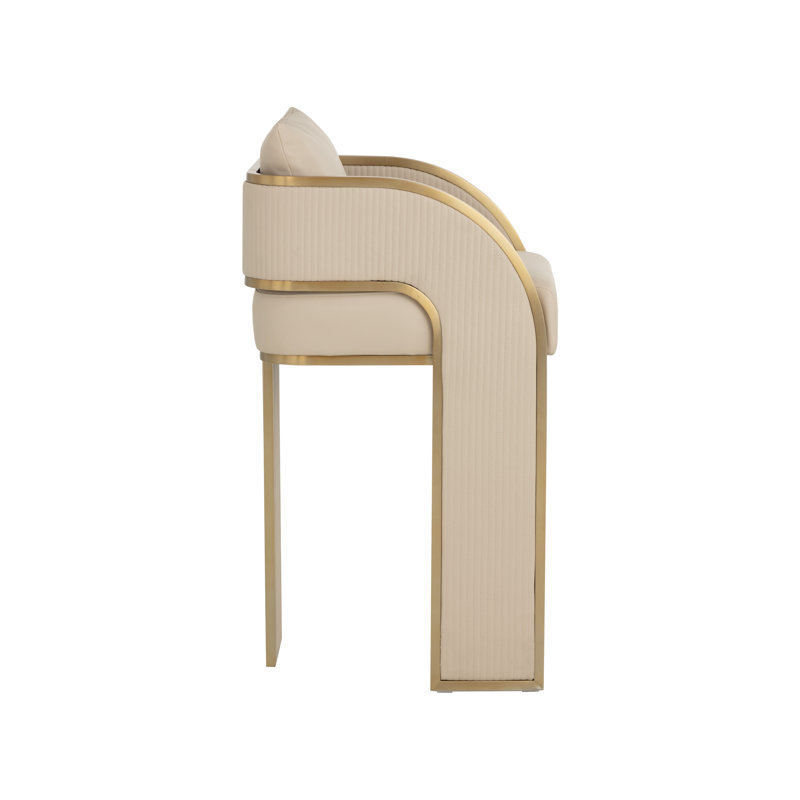 BAZ Upholstered Stool, Bar Stool (30” Seat Height), Beige