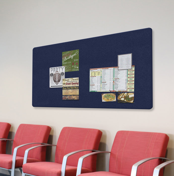 Ghent Fabric Wrapped Wall Mounted Bulletin Board, Blue, 36" H x 46.5" W x 0.44" D