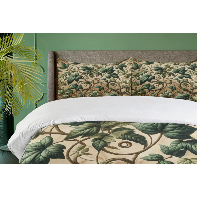 Ambesonne Leaf Print Duvet Cover Set
