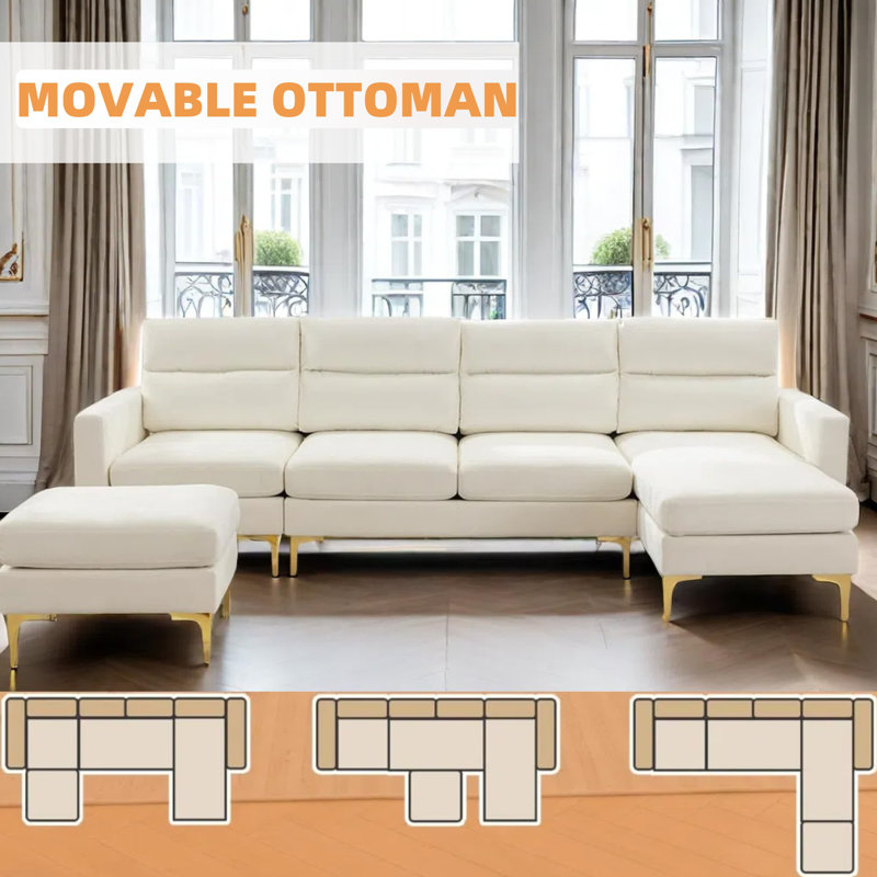Canapé-lit modulaire en U Mercer41, Coton blanc