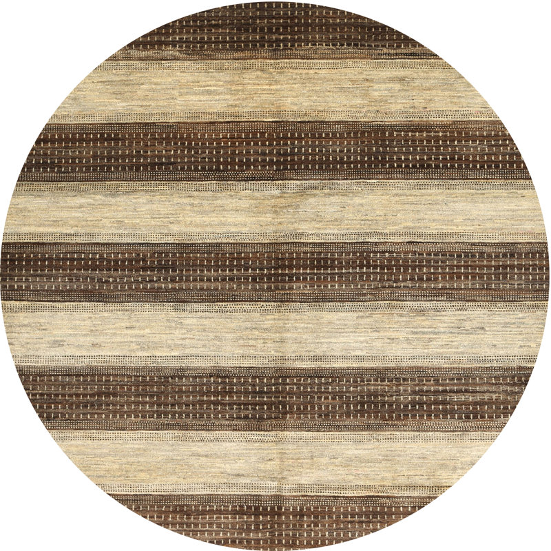 Tapis contemporain brun / gris, Rond 4 pi