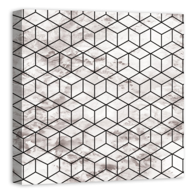 « marble geometric cube », reproduction d’impression sur toile encadrée, H 12 po x l 12 po x P 1,25 po, Toile tendue